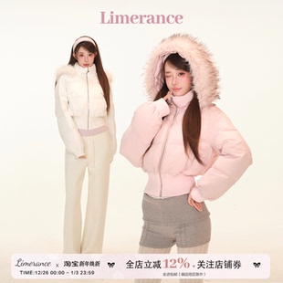 连帽短款 90绒白鹅绒定染毛毛领冬季 羽绒服外套 雪绒轻羽 甜梨呆呆