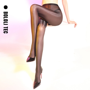 BOLOLI原创「极光」性感油亮开裆连裤袜冰丝马油丝袜网红款黑丝