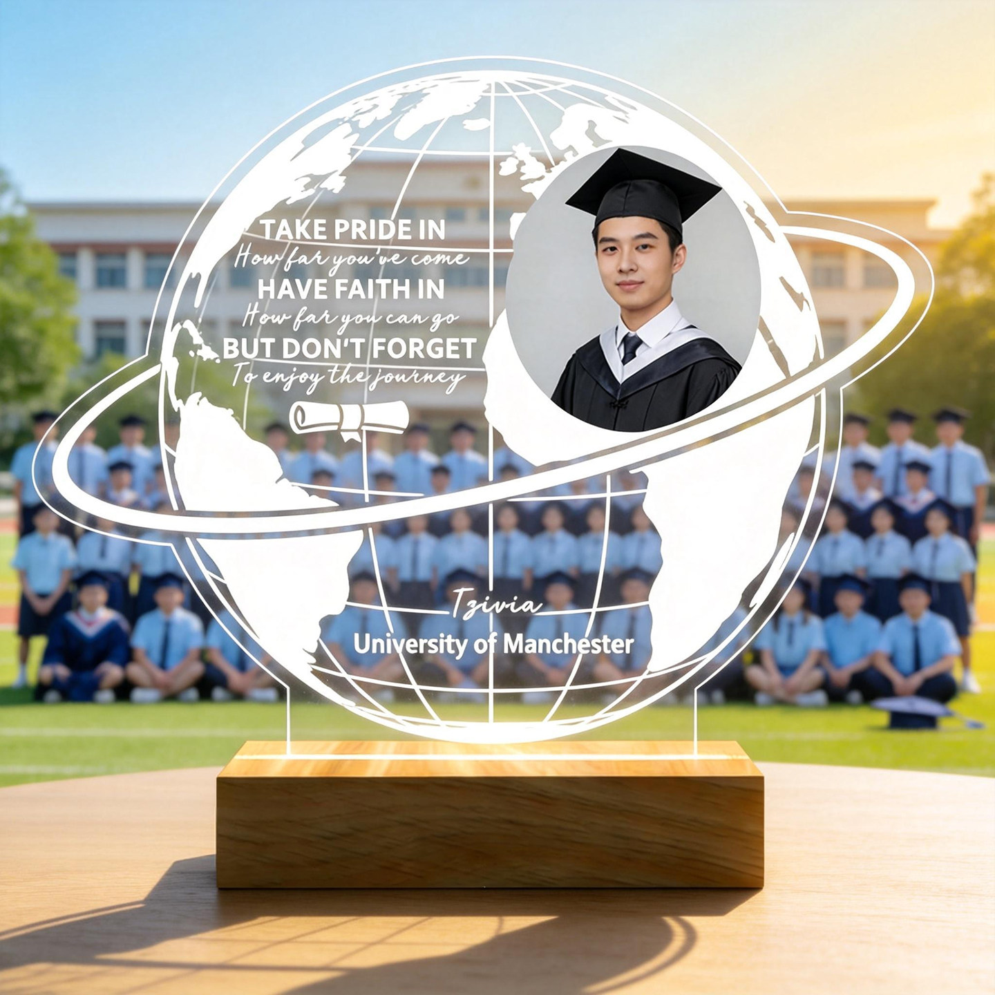 毕业礼物发光压克力奖杯定制送老师同学集体纪念照片相框摆件刻字