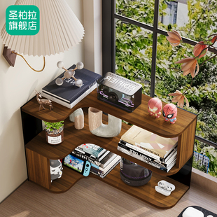 桌面书架整理大容量图书转角架卧室桌面模型压克力多层转角展示架