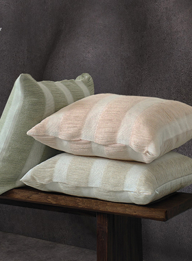 场iPower条纹抱枕流苏马卡龙色靠垫套抱枕套客厅卧室百搭方形腰枕