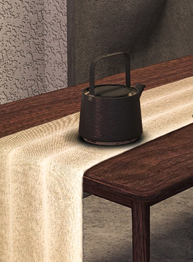 场iPower棉桌旗茶席茶旗柜旗床旗桌布双面大地色系条纹定制