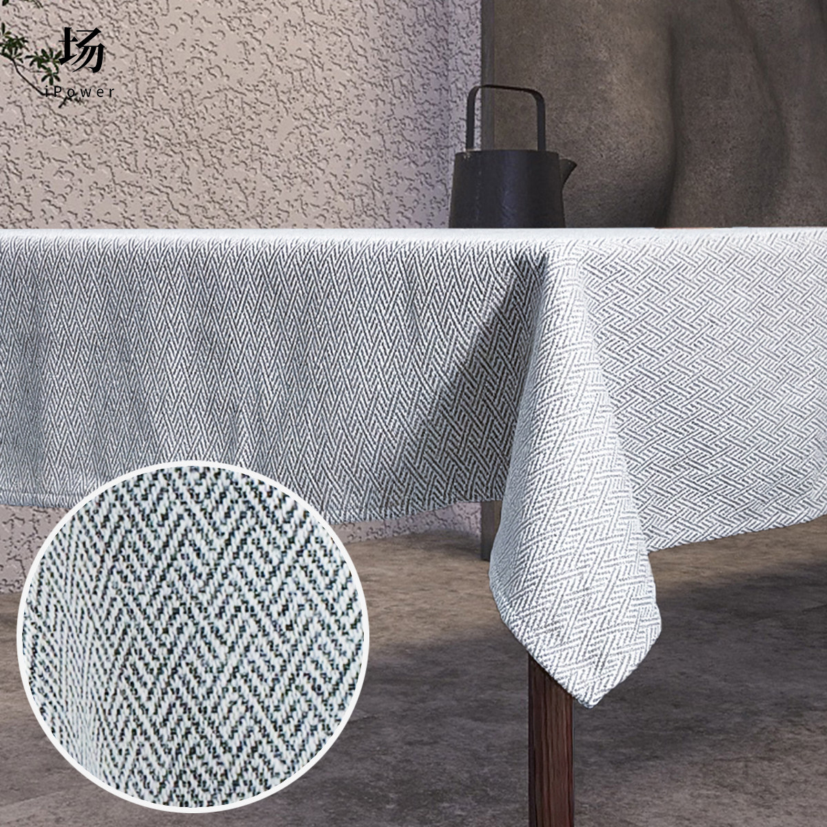 场iPower意式轻奢折条纹桌布棉长方形大圆桌书桌餐桌设计师款定制