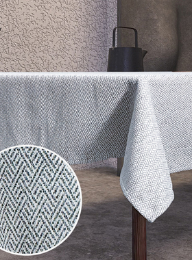 场iPower意式轻奢折条纹桌布棉长方形大圆桌书桌餐桌设计师款定制