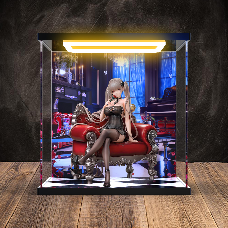 适用Myethos 碧蓝航线 可畏 玫色庆典手办模型亚克力回型灯展示柜