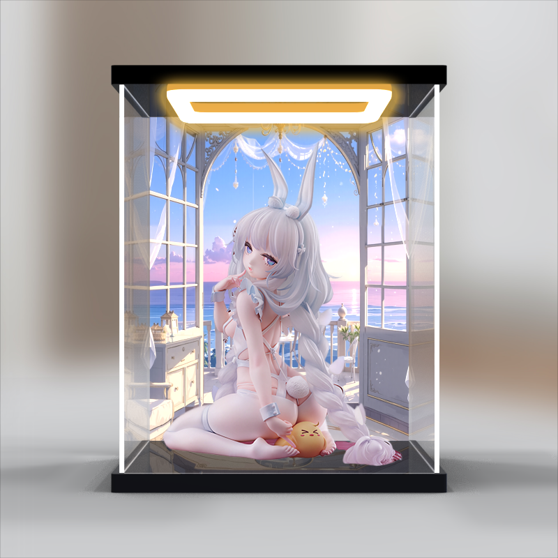 回灯展示柜适用MIMEYOI碧蓝航线 恶毒 懒懒的白兔 专用手办防尘罩
