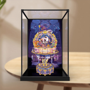 适用八音盒魔法师的演出拼装玩具积木合金框架防尘罩亚克力展示柜
