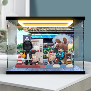 适用APEX明日方舟来份甜点Q版 阿米娅&博士手办 灯光亚克力收纳盒