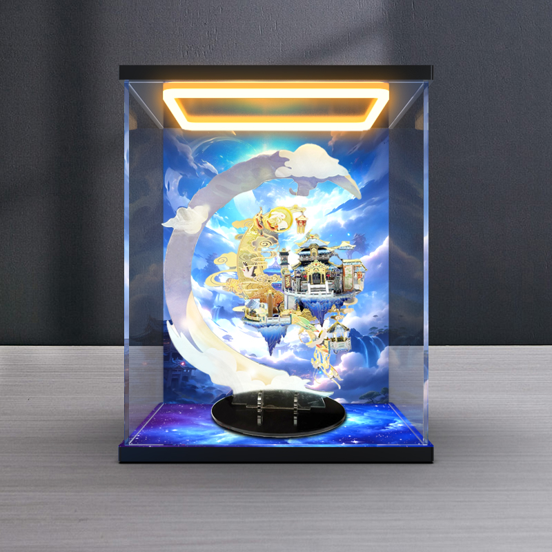 适用艺模月宫广寒宫3D立体拼图金属拼装模型回型灯亚克力展示柜
