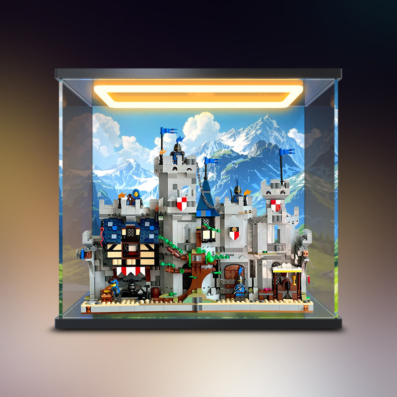 亚克力展示柜子适用乐高31168中世纪骑士城堡积木手办回灯防尘架
