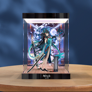 适用F:NEX 明日方舟 夕 染尘烟VER. 1/7手办亚克力灯箱主题展示柜