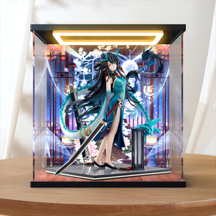 适用F:NEX 明日方舟 夕 染尘烟VER. 1/7手办灯光亚克力透明展示柜