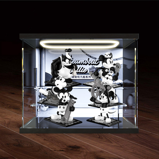 适用POPMART泡泡玛特迪士尼威利号汽船系列手办盲盒亚克力展示柜