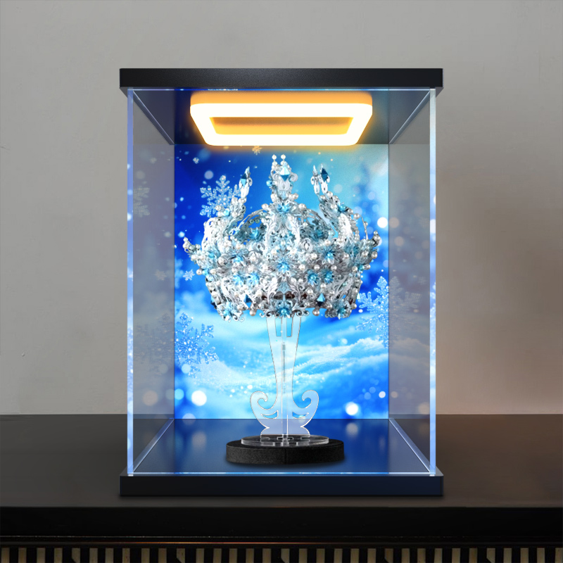 适用拼酷冰雪皇冠3D立体金属拼图凤冠拼装模型收纳回型灯展示柜