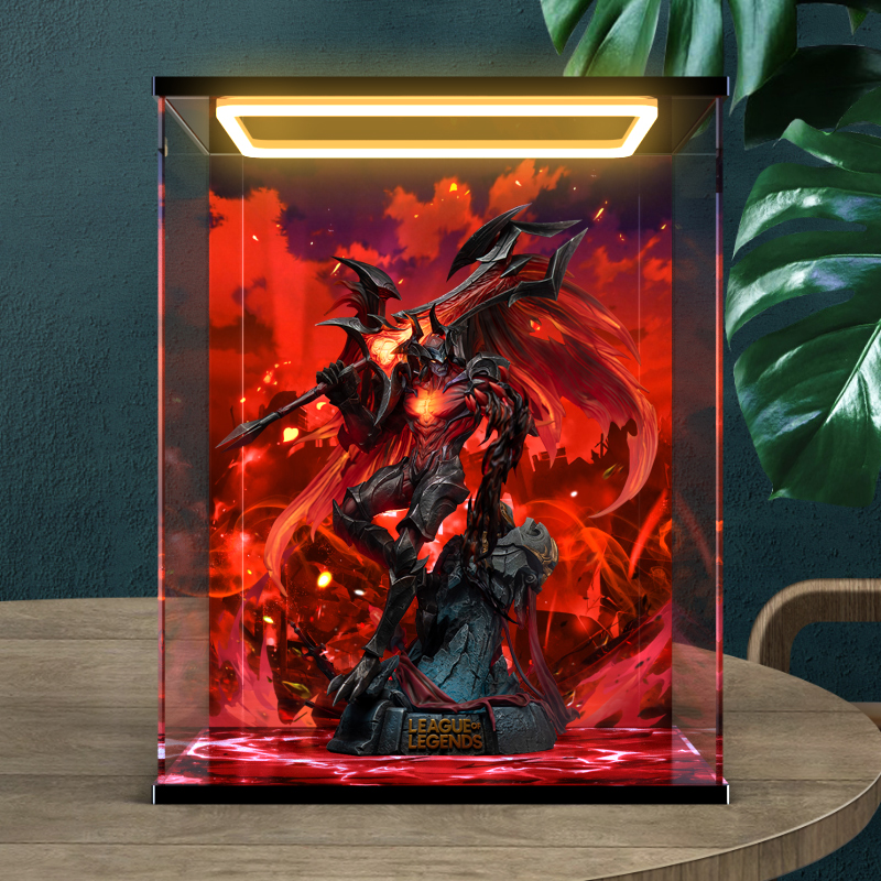 适用集美殿堂 暗裔剑魔 雕像主题背景手办亚克力收纳回形灯展示柜