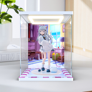 回形灯透明展示柜适用 Nachoneko 甘城猫猫手办亚克力收纳防尘架