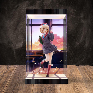 适用FURyU TENITOL 虚拟主播 时雨羽衣手办亚克力灯箱透明展示柜