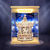 透明展示柜适用ROKR若客机械旋转木马八音盒亚克力灯光防尘收纳架