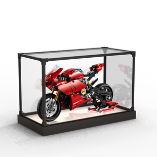 适用乐高42107 杜卡迪摩托车积木模型亚克力防尘收纳架木纹展示柜