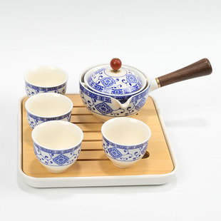 家用功夫茶杯便携侧把 随身旅行便携户外茶壶旋转自动懒人茶具套装