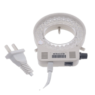 显微镜环形光源LED可调亮度均匀聚光WR63HW大内径63mm环形灯CCD相机补光灯56颗灯珠高亮度显微镜辅助灯