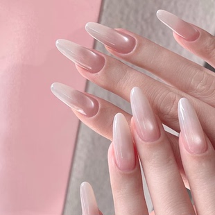 高级老钱猫眼海莉纯手工穿戴甲气质显白杏仁美甲中长款 甲片xz