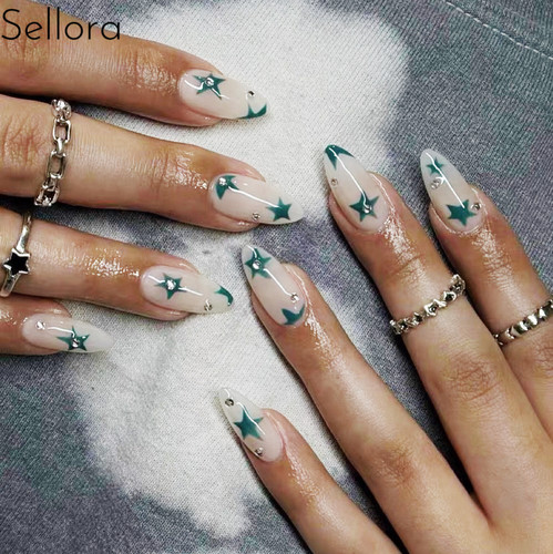 【森之精灵】纯手工定制穿戴甲ins小红书高级杏仁法式成品美甲