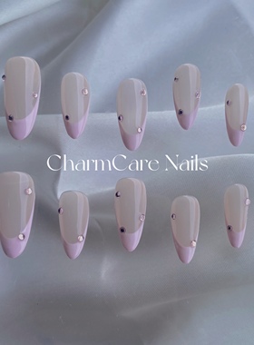 【静谧米兰】纯手工定制穿戴甲ins小红书高级杏仁法式成品美甲