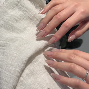 高级老钱猫眼海莉纯手工穿戴甲气质显白杏仁美甲中长款 甲片xz