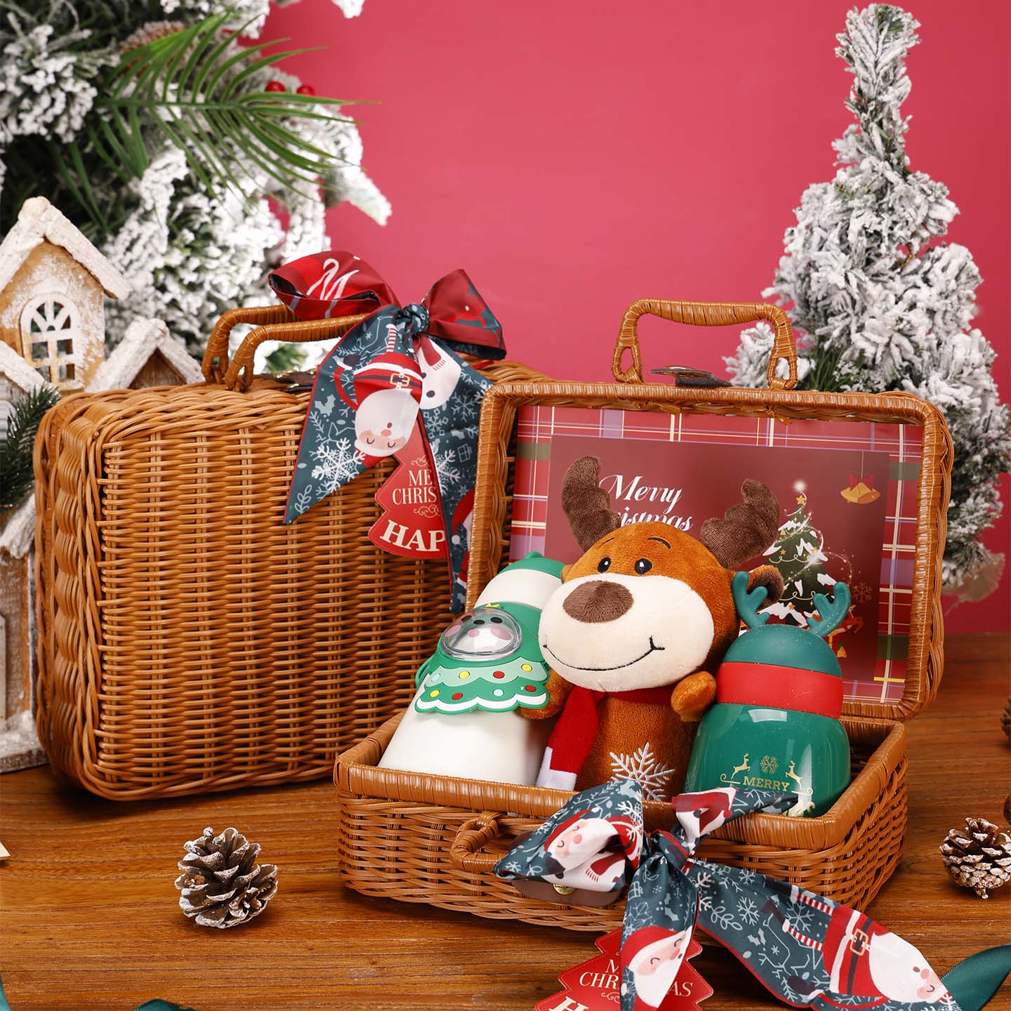 圣诞节礼盒包装创意藤编礼品盒高级苹果空盒子平安夜糖果礼盒包装