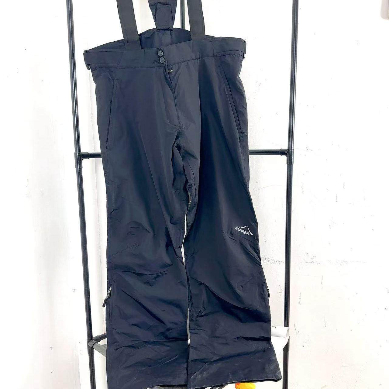 女士户外背带裤剪标宽松直筒加绒滑雪裤防风防水可拆卸腰带登山裤