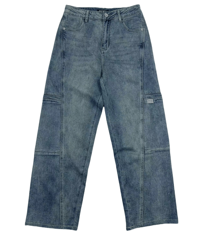 美式休闲弹力复古水洗拼接多口袋工装高街宽松直筒男士牛仔长裤潮,男装,牛仔裤,淘宝优惠券,粉丝福利购,淘宝优惠卷