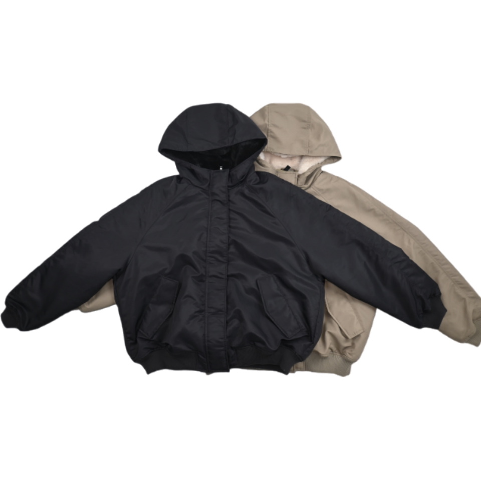 山系复古短宽版型连帽插肩棉服男女宽松加厚保暖棉衣冬季休闲夹克