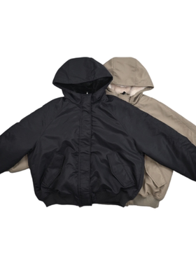 山系复古短宽版型连帽插肩棉服男女宽松加厚保暖棉衣冬季休闲夹克