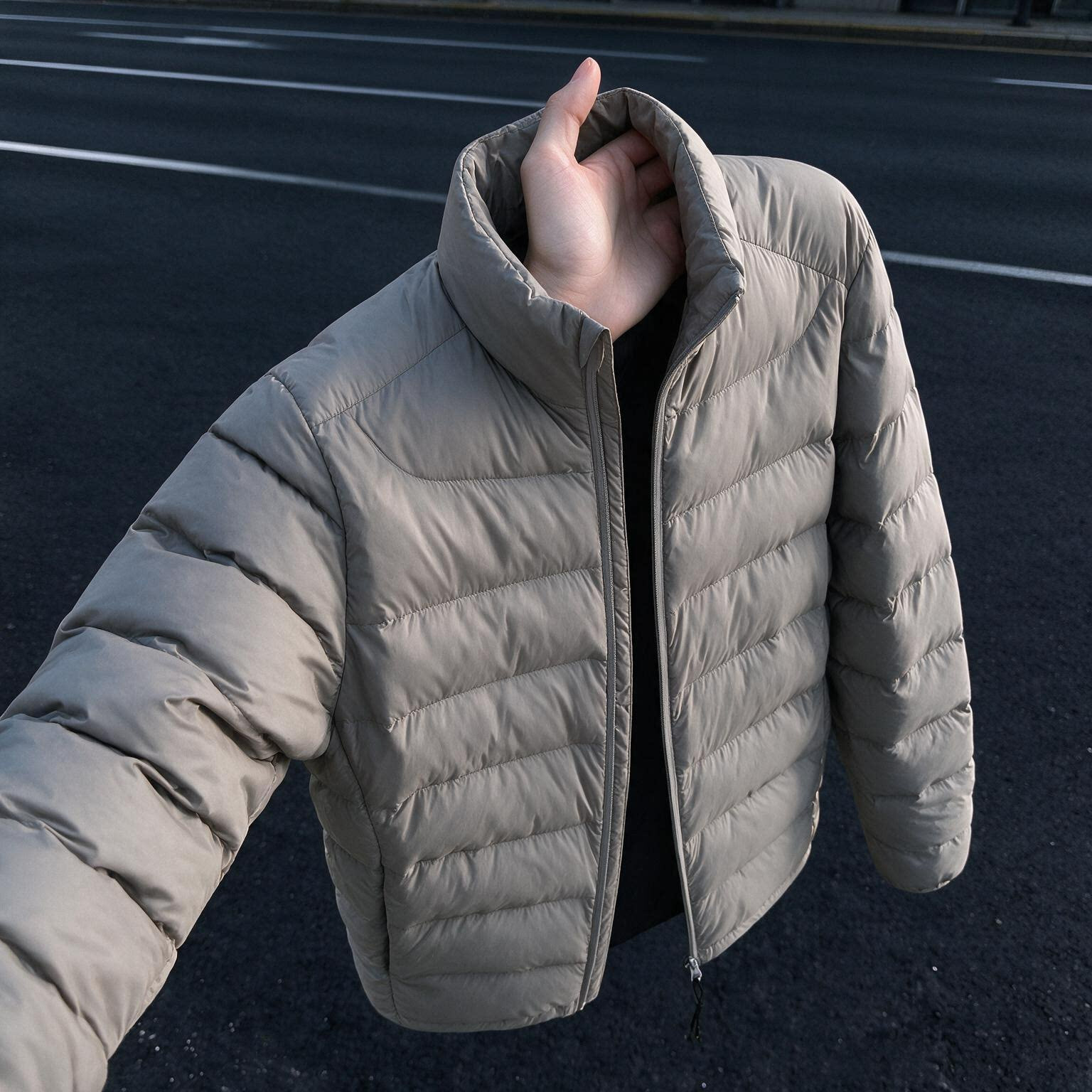 深灰色轻薄排骨羽绒棉服男冬季加厚保暖立领棉衣cleanfit防寒外套