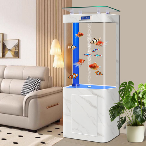 2025新款鱼缸客厅底过滤制氧一体家用中型玻璃落地式金鱼缸水族箱