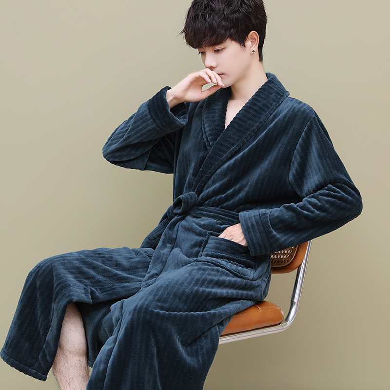 秋冬睡袍法兰绒柔软保暖