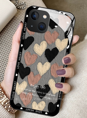 油画棕色爱心适用vivox80手机壳x70少女x60proplus新款x50钢化玻璃x30高端x27防摔x23全包保护套x21个性简约