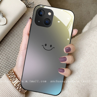渐变笑脸适用苹果14手机壳iphone13promax女12新款 11钢化玻璃xs保护套xr防摔mini全包8plus高端7p简约se2