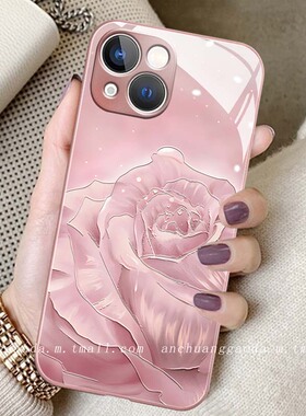 奶油风玫瑰适用opporeno11手机壳reno10女reno9新款reno8proplus液态玻璃reno6/5/4全包防摔保护套7se简约