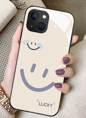 爱心蓝色笑脸适用苹果14手机壳iphone13promax女12新款11钢化玻璃17保护套xr防摔mini全包8plus高端16简约15