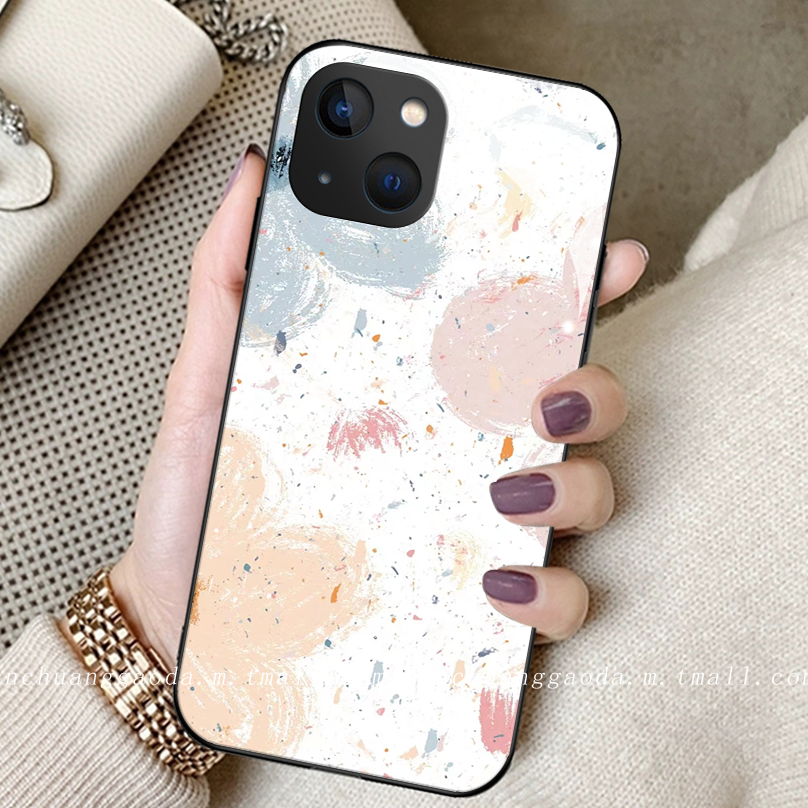 适用钢化玻璃苹果手机壳简约