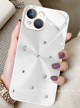 银白月亮星星适用opporeno12手机壳reno11女reno10新款reno9proplus液态玻璃reno8/6/5全包防摔保护套7se简约