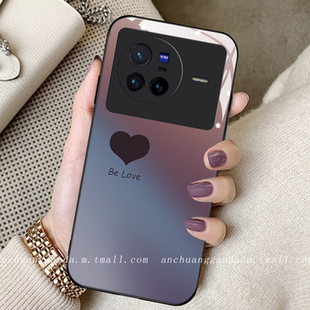 暗夜紫爱心适用vivox80手机壳x70少女x60proplus新款 100简约 x50钢化玻璃x30高端x27防摔x23全包保护套x21个性