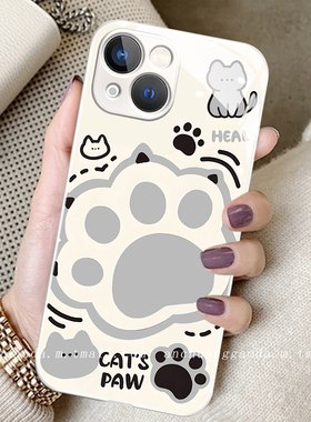 可爱小猫爪适用opporeno12手机壳reno11女reno10新款reno9proplus液态玻璃reno8/6/5全包防摔保护套7se简约