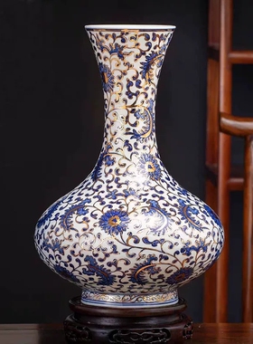 景德镇仿古青花瓷手绘花瓶摆件