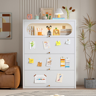 钢制书柜带玻璃门儿童书架落地防尘收纳柜客厅展示柜铁艺收纳柜