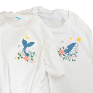 刺绣手工diy材料包情侣T恤初学者简单自绣玫瑰短袖送男友创意礼物