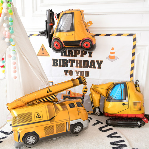 益绘铝膜气球卡通吊车挖土机