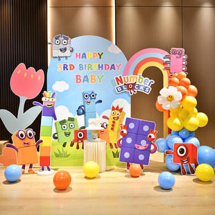 数字积木numberblocks主题儿童生日派对KT板布置拍照背景墙迎宾牌